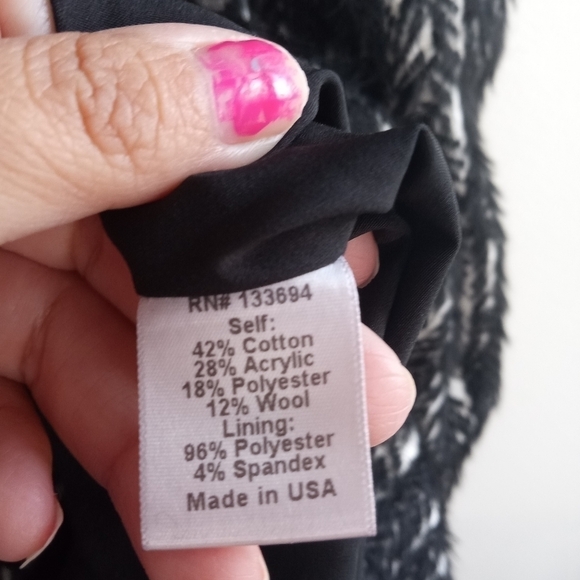 NWT Paper Crown Anthropologie Black Grey Herringbone Wool A-Line Dress Medium - Picture 9 of 10